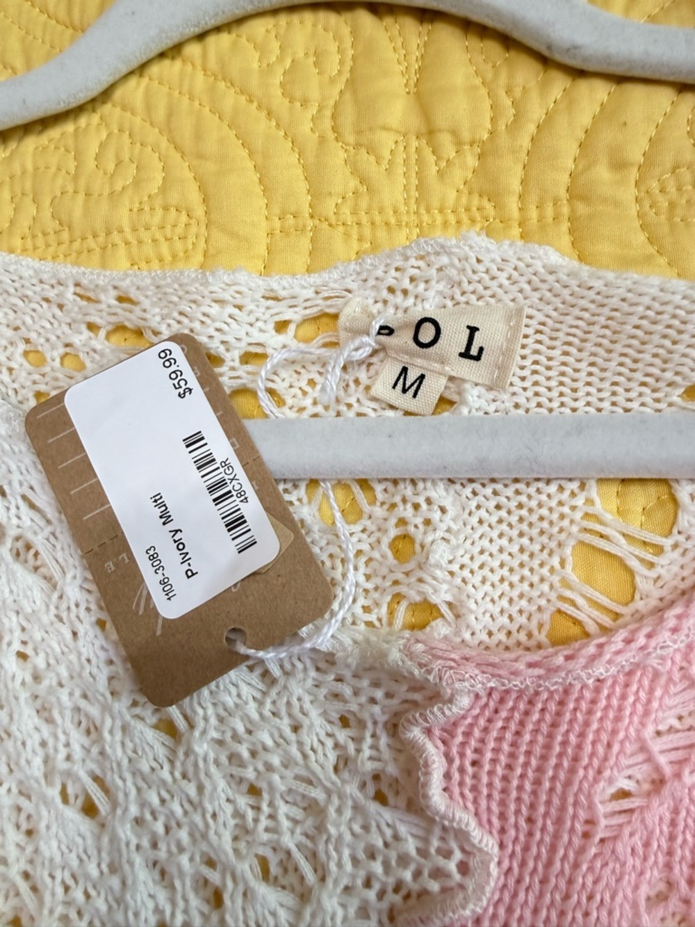 New POL M pp16-20 Patchwork Crochet Top White, Pink, Black, Gray, Green - Picture 9 of 9